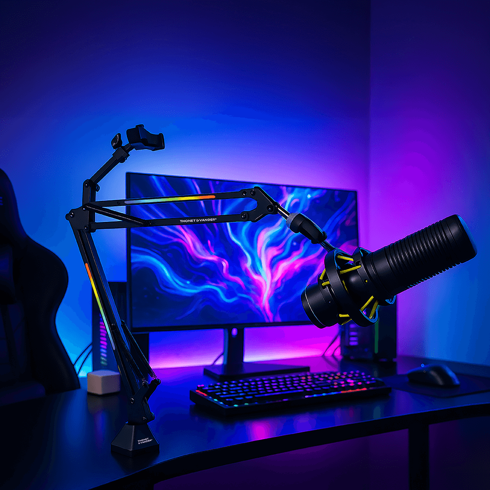 New VX100™ Desktop Microphone Stand | Customizable RGB Lights